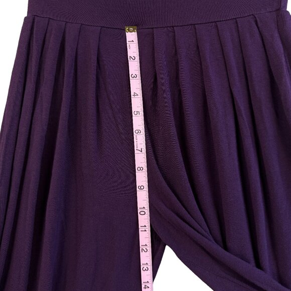 BOHO Harem Pants Purple Pleated Drop Crotch Elastic Waist Yoga Lounge S/M - Picture 4 of 8